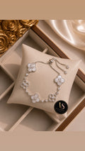1pc Elegant Rhinestone Inlaid Four-Leaf Clover Adjustable Bracelet